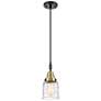 1_Downtown Caden Bell 5"W Cord Black Brass Pendant w/ Clear Swirl Shade