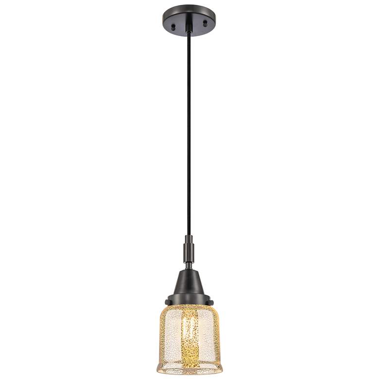 Image 1 Downtown Caden Bell 5"W Cord Black Mini Pendant w/ Mercury Shade