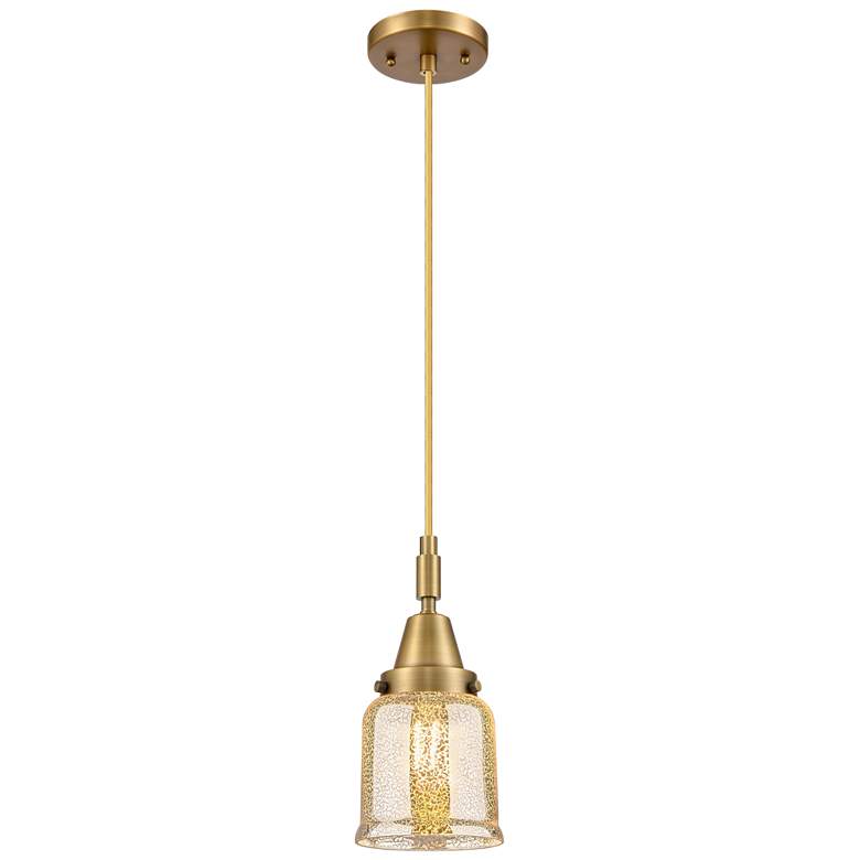 Image 1 Downtown Caden Bell 5"W Cord Brass Mini Pendant w/ Mercury Shade
