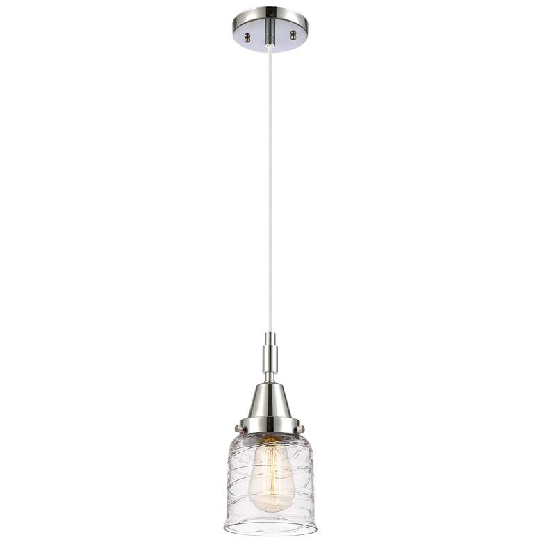 Image 1 Downtown Caden Bell 5"W Cord Chrome Pendant w/ Clear Swirl Shade