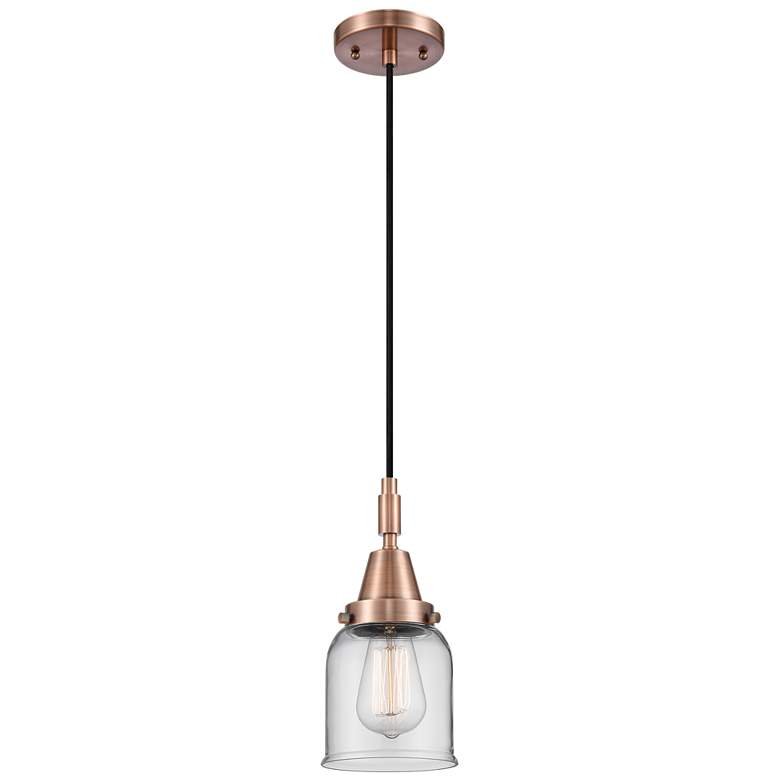 Image 1 Downtown Caden Bell 5"W Cord Copper Mini Pendant w/ Clear Shade