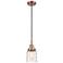 Downtown Caden Bell 5"W Cord Copper Mini Pendant w/ Clear Swirl Shade