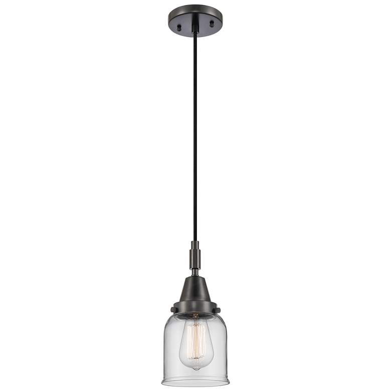 Image 1 Downtown Caden Bell 5"W Cord Matte Black Mini Pendant w/ Clear Shade