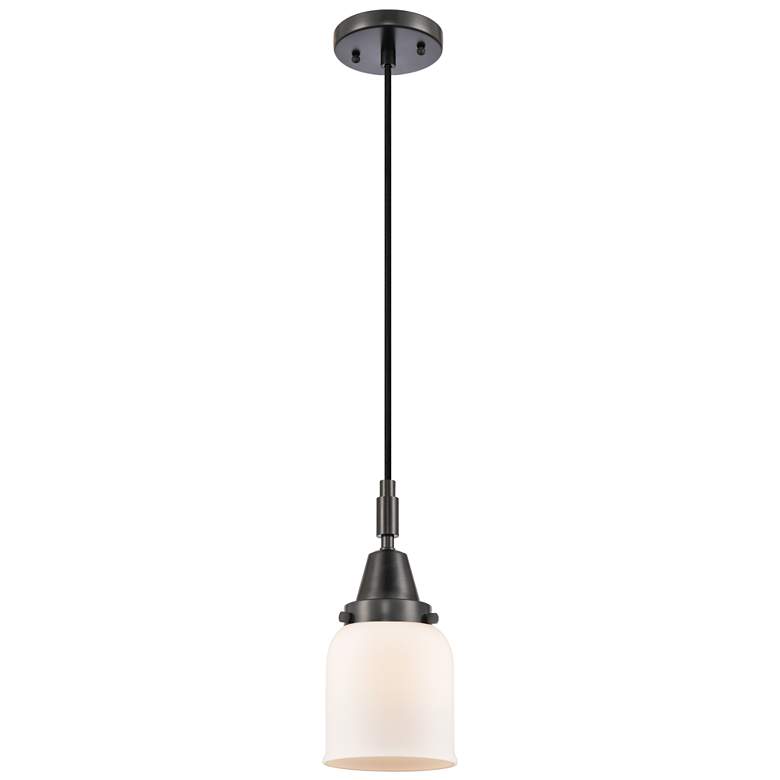 Image 1 Downtown Caden Bell 5"W Cord Matte Black Mini Pendant w/ White Shade
