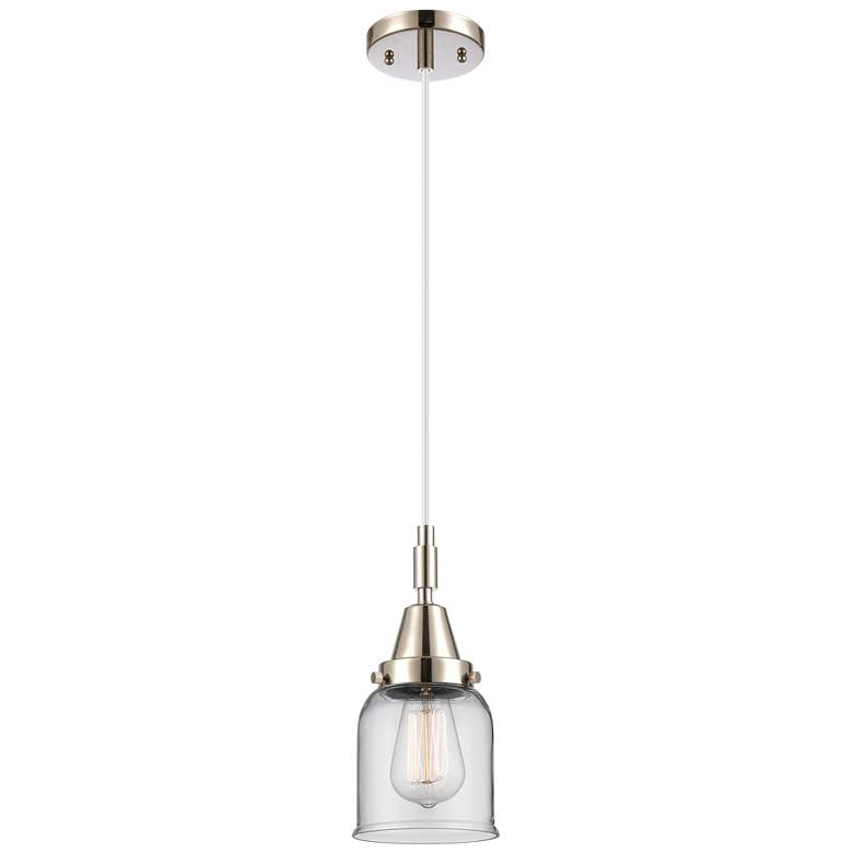 Image 1 Downtown Caden Bell 5"W Cord Nickel Mini Pendant w/ Clear Shade