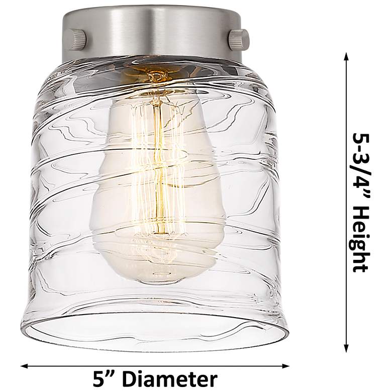 Image 3 Downtown Caden Bell 5"W Cord Nickel Mini Pendant w/ Clear Swirl Shade more views