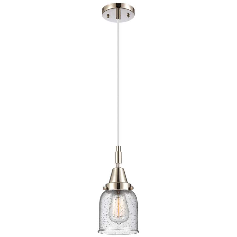 Image 1 Downtown Caden Bell 5"W Cord Nickel Mini Pendant w/ Seedy Shade