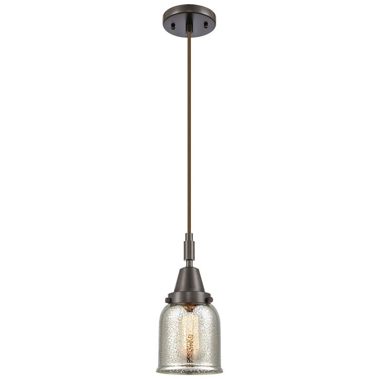Image 1 Downtown Caden Bell 5"W Cord Oiled Bronze Pendant w/ Mercury Shade