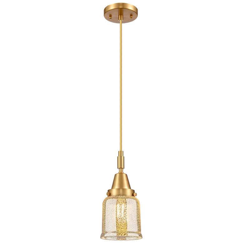 Image 1 Downtown Caden Bell 5"W Cord Satin Gold Mini Pendant w/ Mercury Shade