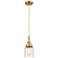 Downtown Caden Bell 5"W Cord Satin Gold Pendant w/ Clear Swirl Shade