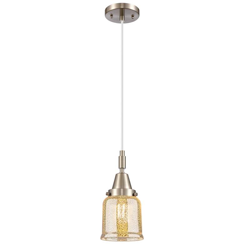 Image 1 Downtown Caden Bell 5"W Cord Satin Nickel Pendant w/ Mercury Shade
