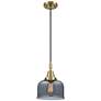 1_Downtown Caden Bell 8"W Cord Antique Brass Pendant w/ Light Smoke Shade