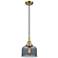 Downtown Caden Bell 8"W Cord Antique Brass Pendant w/ Light Smoke Shade