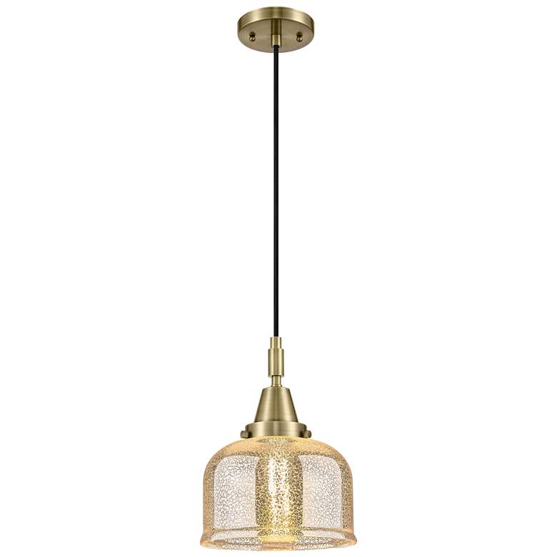 Image 1 Downtown Caden Bell 8"W Cord Antique Brass Pendant w/ Mercury Shade
