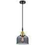 1_Downtown Caden Bell 8"W Cord Black Brass Pendant w/ Light Smoke Shade