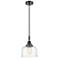 Downtown Caden Bell 8"W Cord Black Mini Pendant w/ Clear Swirl Shade