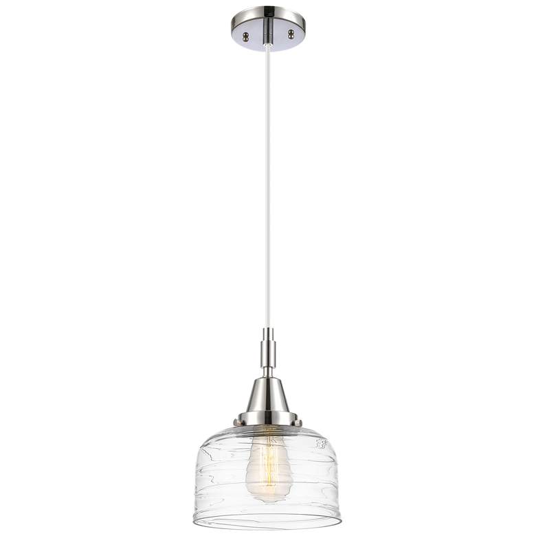 Image 1 Downtown Caden Bell 8"W Cord Chrome Pendant w/ Clear Swirl Shade
