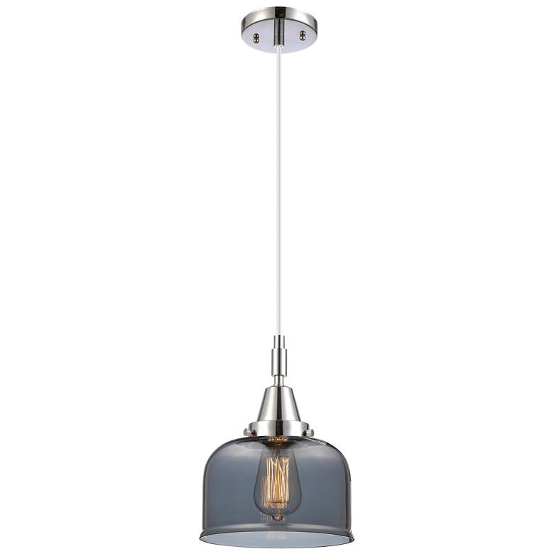 Image 1 Downtown Caden Bell 8"W Cord Chrome Pendant w/ Light Smoke Shade