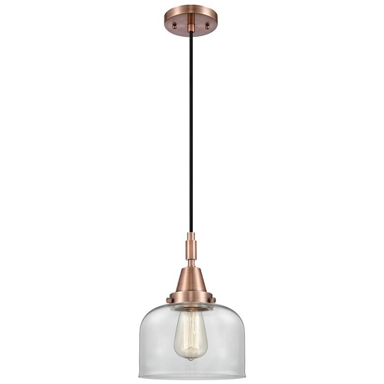 Image 1 Downtown Caden Bell 8"W Cord Copper Mini Pendant w/ Clear Shade