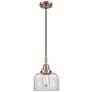 1_Downtown Caden Bell 8"W Cord Copper Mini Pendant w/ Clear Shade