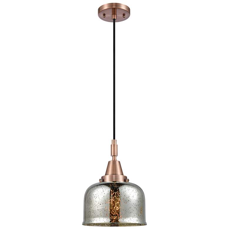Image 1 Downtown Caden Bell 8"W Cord Copper Mini Pendant w/ Mercury Shade
