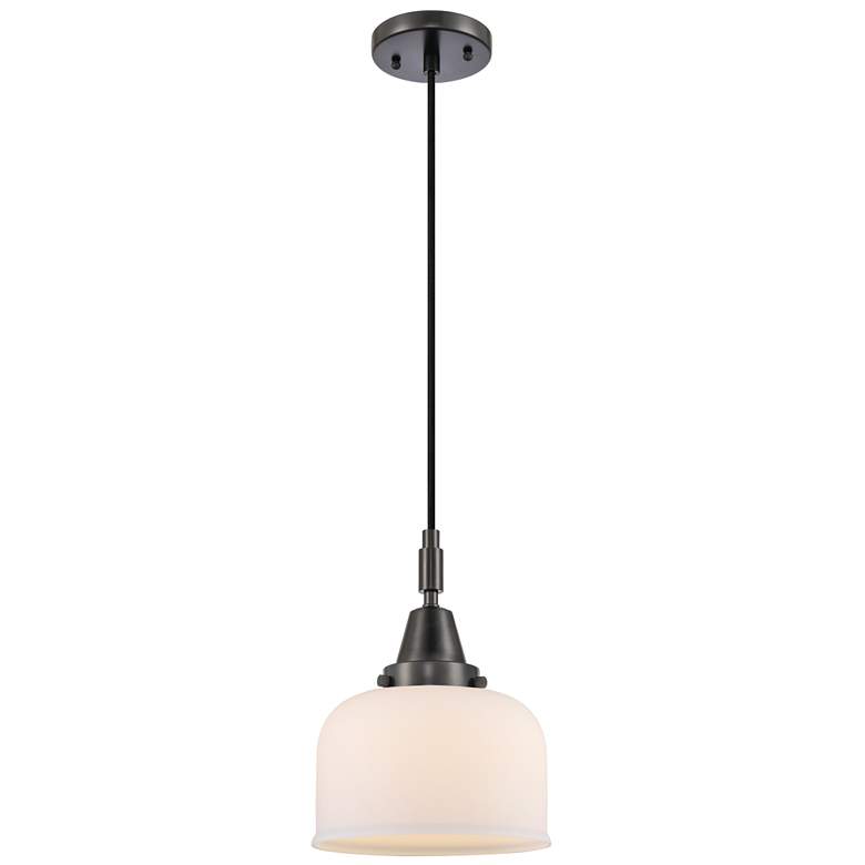 Image 1 Downtown Caden Bell 8"W Cord Matte Black Mini Pendant w/ White Shade
