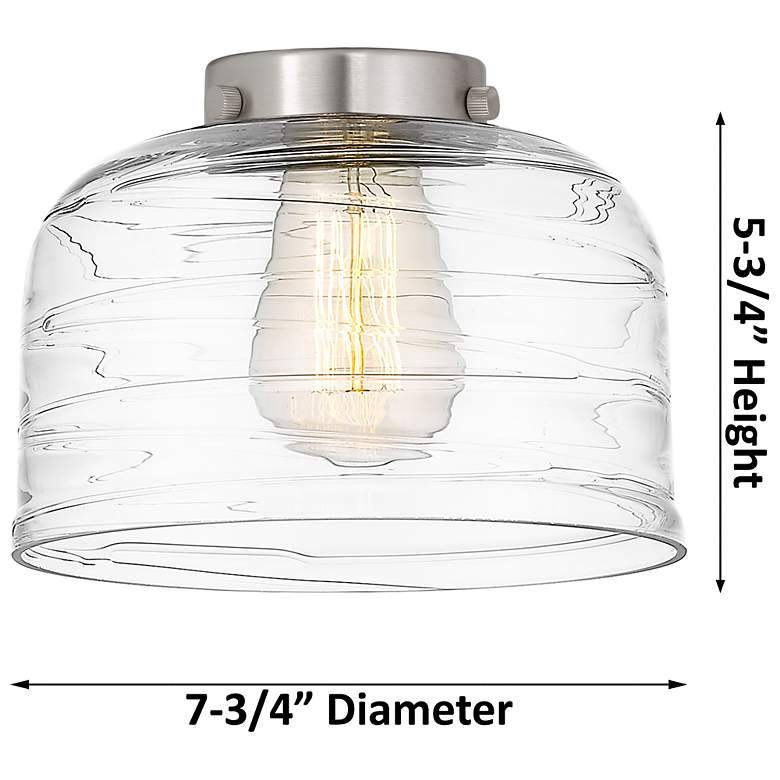 Image 3 Downtown Caden Bell 8"W Cord Nickel Mini Pendant w/ Clear Swirl Shade more views