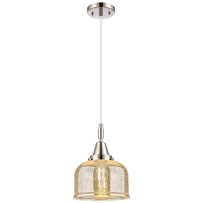 Image 1 Downtown Caden Bell 8"W Cord Nickel Mini Pendant w/ Mercury Shade
