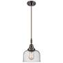 1_Downtown Caden Bell 8"W Cord Oiled Bronze Mini Pendant w/ Seedy Shade