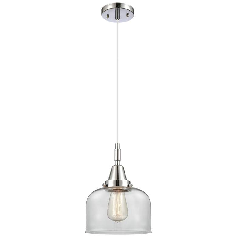 Image 1 Downtown Caden Bell 8"W Cord Polished Chrome Pendant w/ Clear Shade