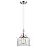 1_Downtown Caden Bell 8"W Cord Polished Chrome Pendant w/ Clear Shade