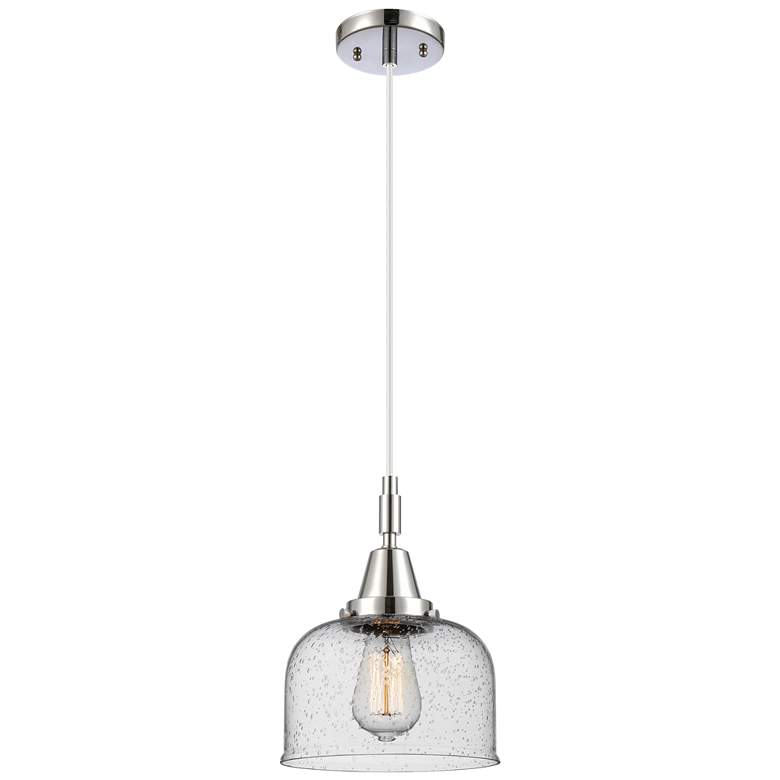 Image 1 Downtown Caden Bell 8"W Cord Polished Chrome Pendant w/ Seedy Shade