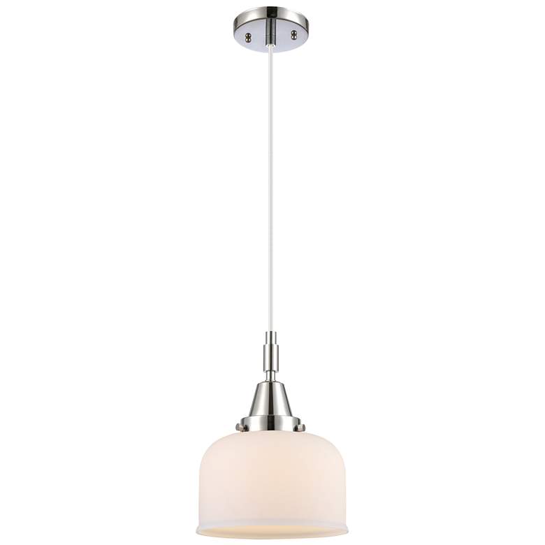 Image 1 Downtown Caden Bell 8"W Cord Polished Chrome Pendant w/ White Shade