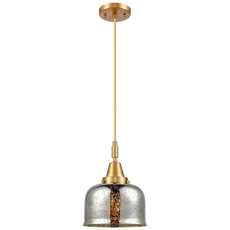 Image 1 Downtown Caden Bell 8"W Cord Satin Gold Mini Pendant w/ Mercury Shade