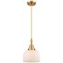 1_Downtown Caden Bell 8"W Cord Satin Gold Mini Pendant w/ White Shade