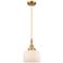 Downtown Caden Bell 8"W Cord Satin Gold Mini Pendant w/ White Shade