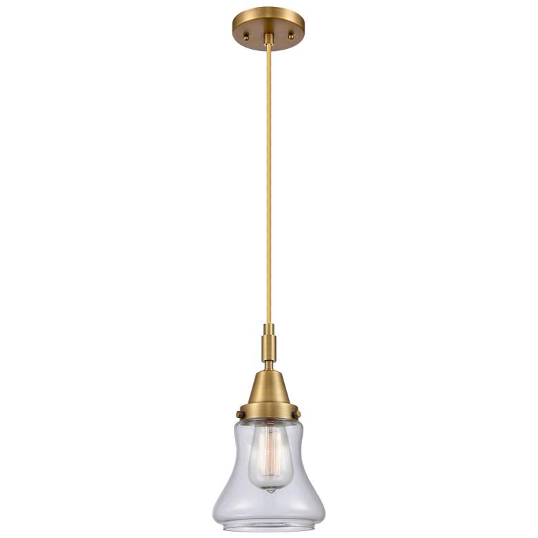 Image 1 Downtown Caden Bellmont 7"W Cord Brass Mini Pendant w/ Clear Shade