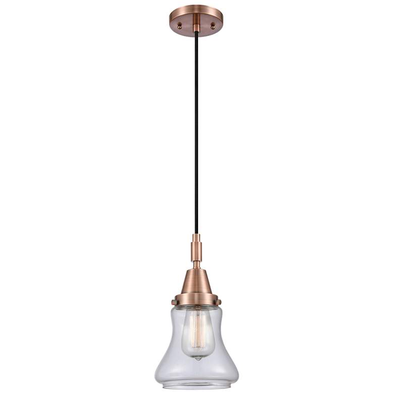 Image 1 Downtown Caden Bellmont 7"W Cord Copper Mini Pendant w/ Clear Shade