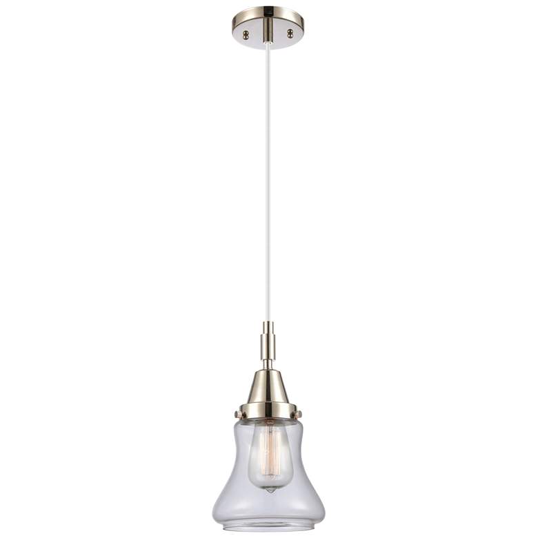 Image 1 Downtown Caden Bellmont 7"W Cord Nickel Mini Pendant w/ Clear Shade
