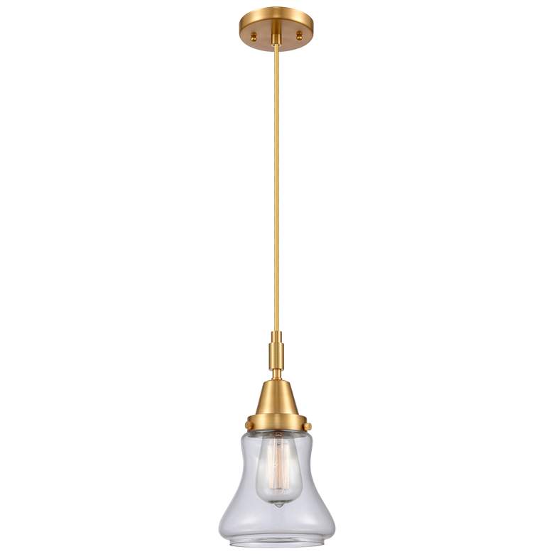 Image 1 Downtown Caden Bellmont 7"W Cord Satin Gold Pendant w/ Clear Shade