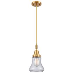 Downtown Caden Bellmont 7"W Cord Satin Gold Pendant w/ Clear Shade