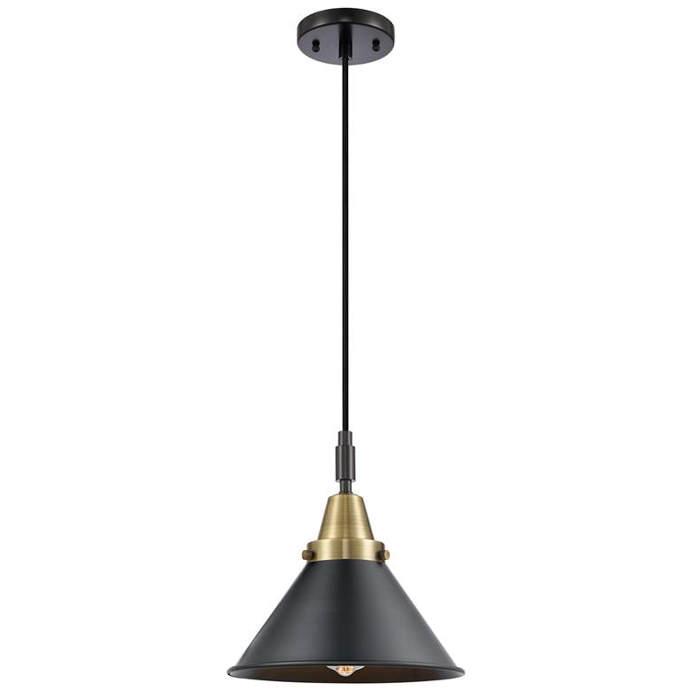 Image 1 Downtown Caden Briarcliff 10"W Cord Black Brass Pendant w/ Black Shade