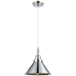 Downtown Caden Briarcliff 10"W Cord Chrome Pendant w/ Chrome Shade