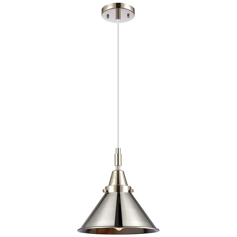 Image 1 Downtown Caden Briarcliff 10"W Cord Nickel Pendant w/ Nickel Shade