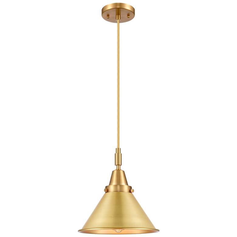 Image 1 Downtown Caden Briarcliff 10"W Cord Satin Gold Pendant w/ Satin Gold Shade
