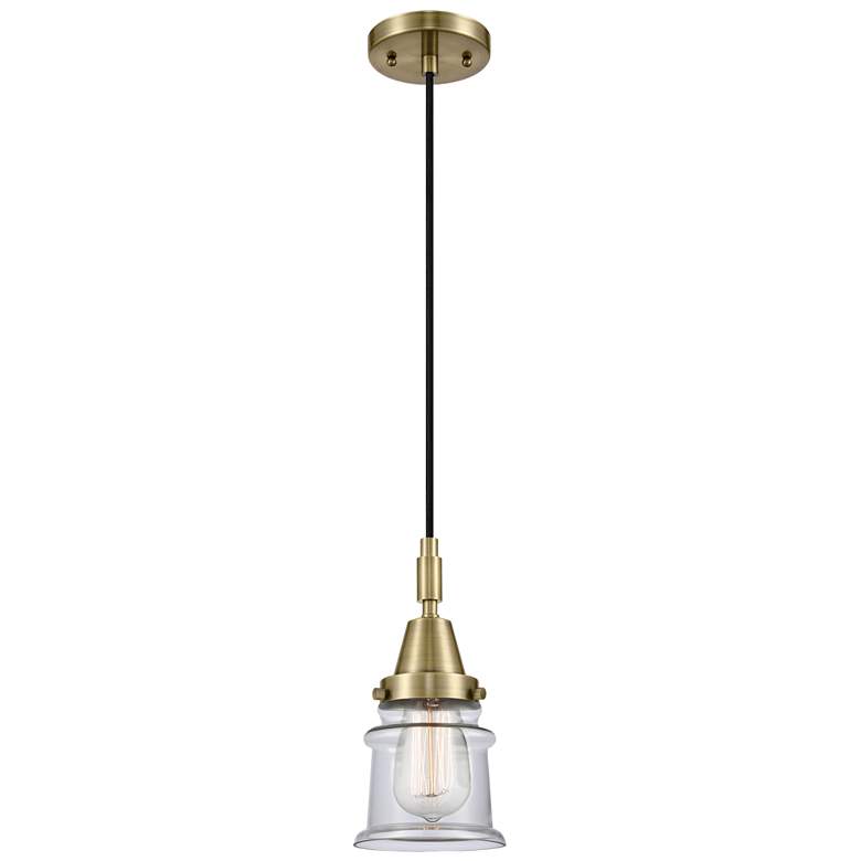 Image 1 Downtown Caden Canton 5"W Cord Antique Brass Pendant w/ Clear Shade