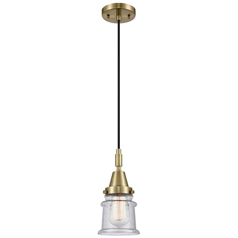 Image 1 Downtown Caden Canton 5"W Cord Antique Brass Pendant w/ Seedy Shade