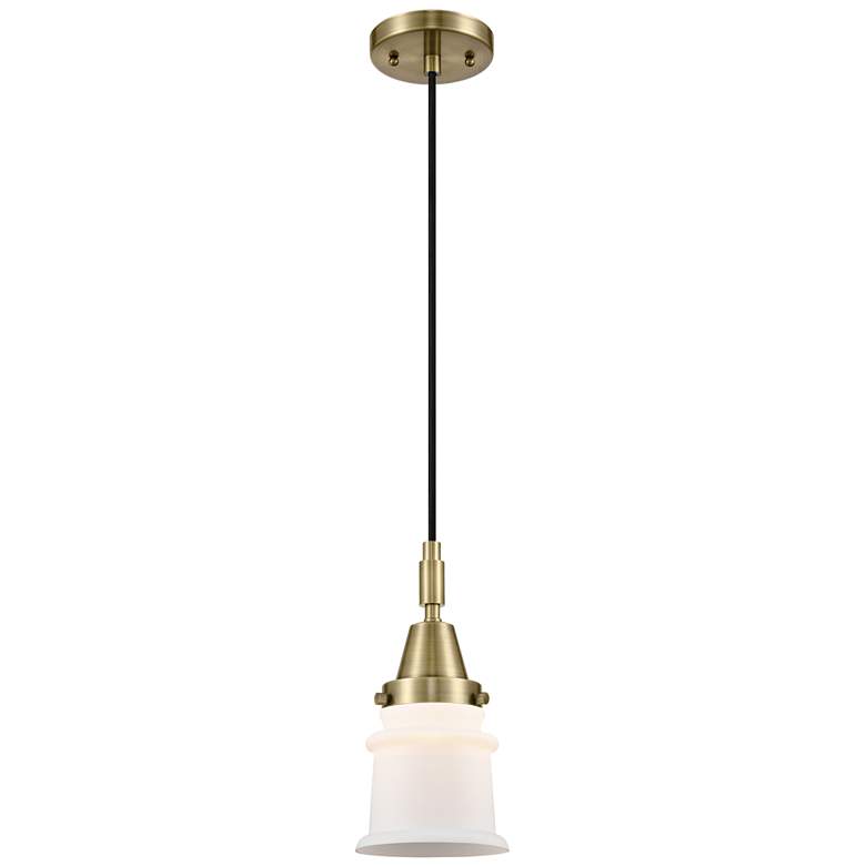 Image 1 Downtown Caden Canton 5"W Cord Antique Brass Pendant w/ White Shade