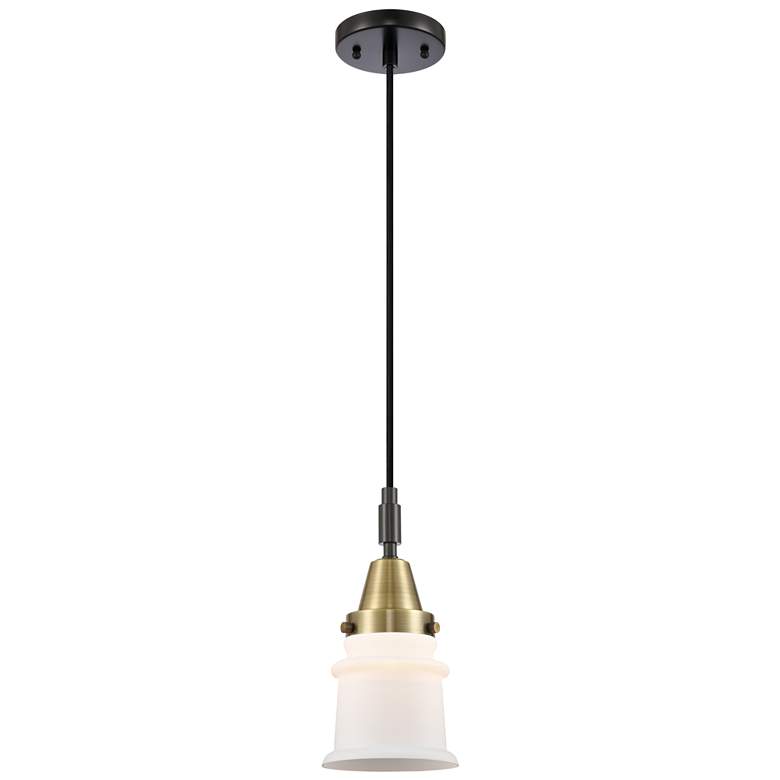 Image 1 Downtown Caden Canton 5"W Cord Black Brass Mini Pendant w/ White Shade