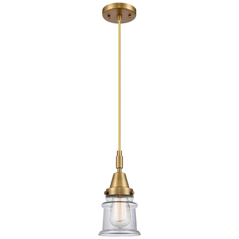 Image 1 Downtown Caden Canton 5"W Cord Brass Mini Pendant w/ Clear Shade